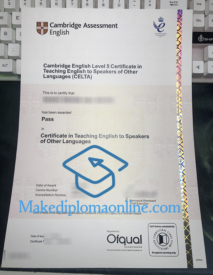 Fake Cambridge CELTA Certificate