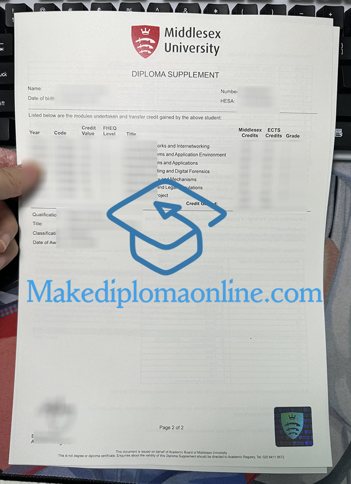 Middlesex University Diploma Supplement