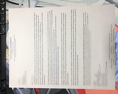 Columbia University Admission letter