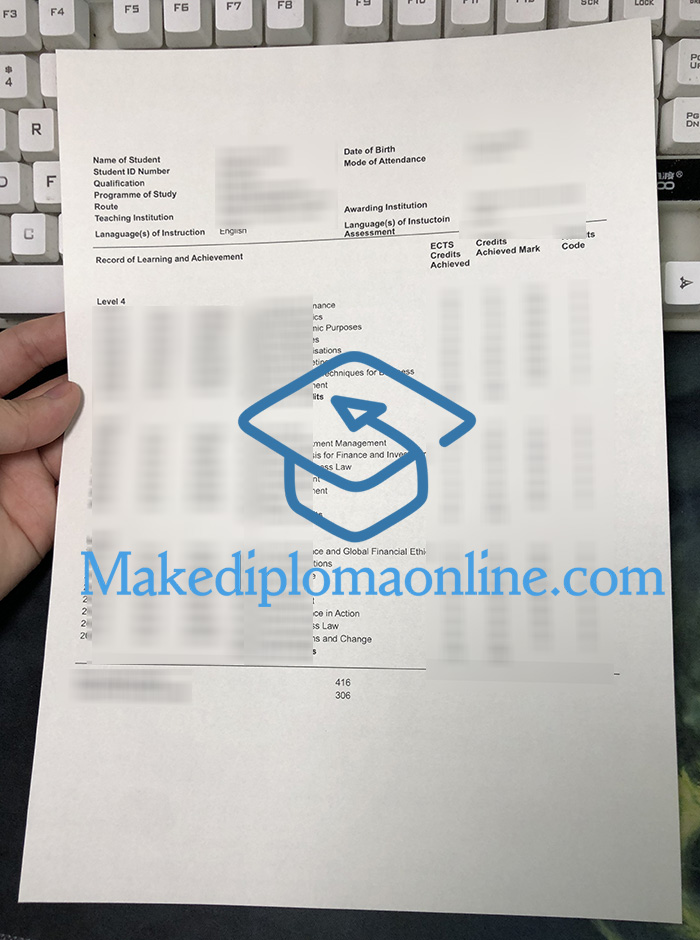 Fake Regent s University London Transcript