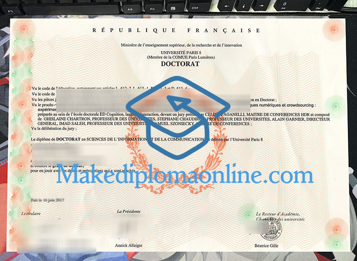 Paris 8 University Diploma,