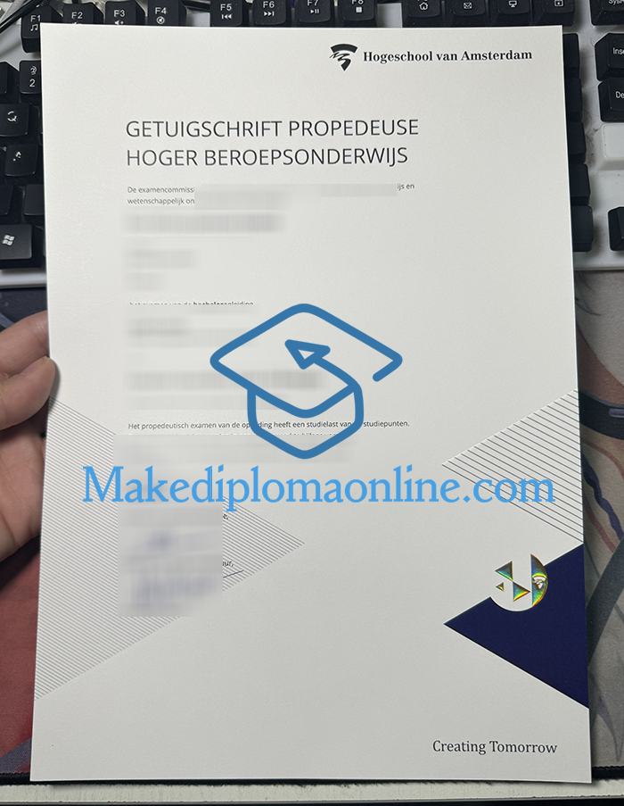 Hogeschool van Amsterdam Getuigschrift, AUAS Diploma