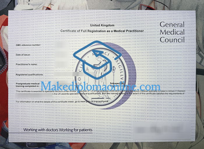 General Medical Council Certificate, GMC Certificate General Medical Council Certificate, GMC Certificate