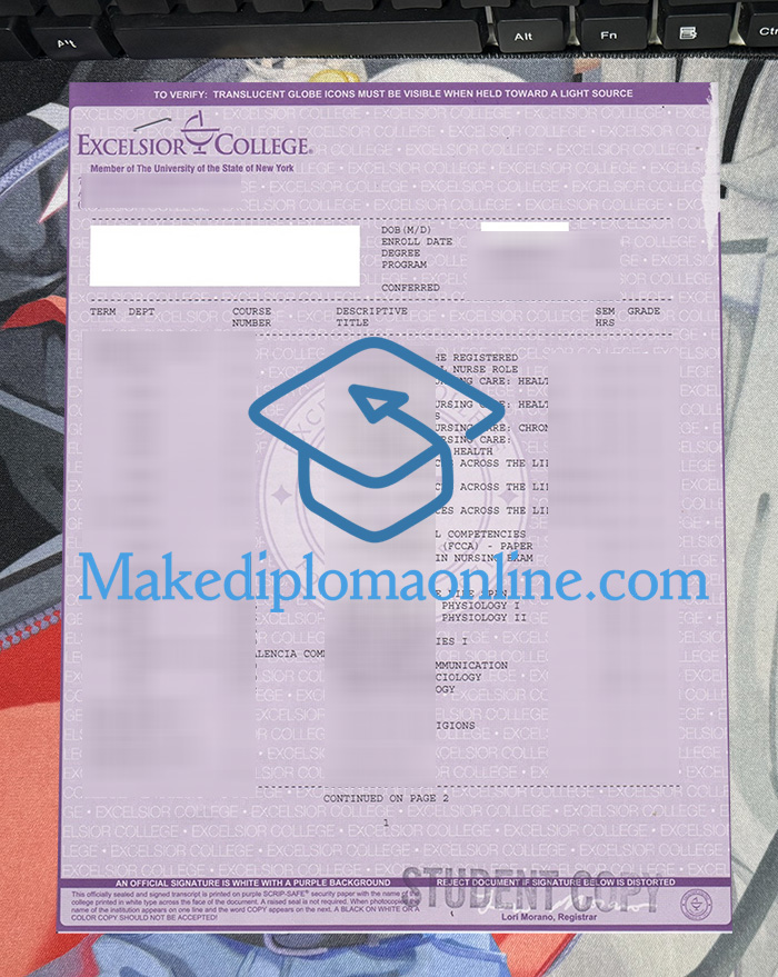 Excelsior University Transcript