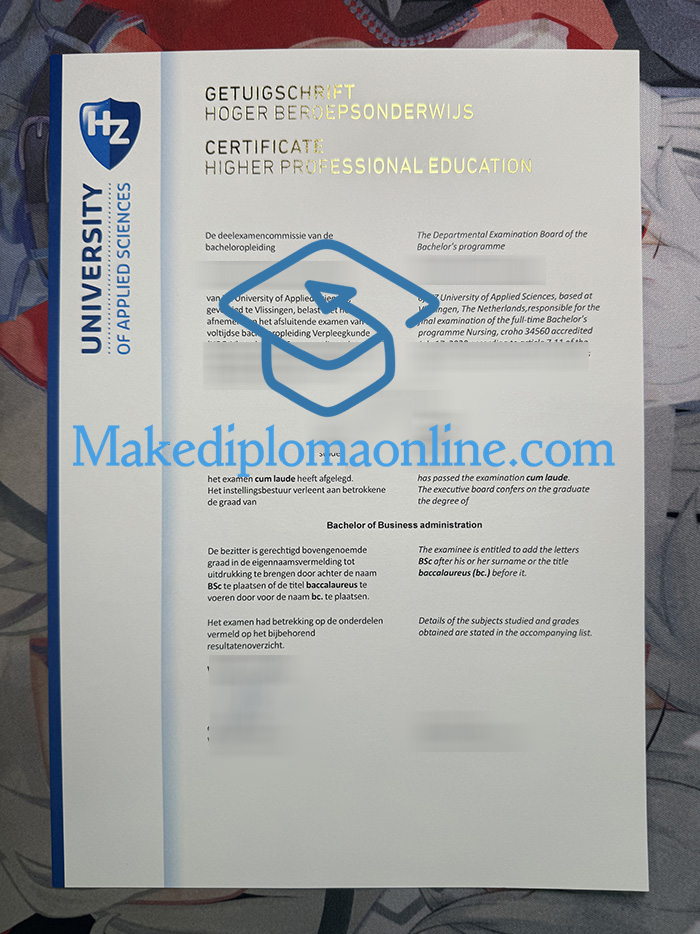 HZ University of Applied Sciences Getuigschrift