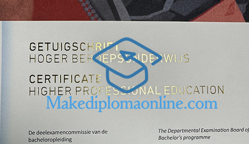 HZ University of Applied Sciences Getuigschrift Hot stamping