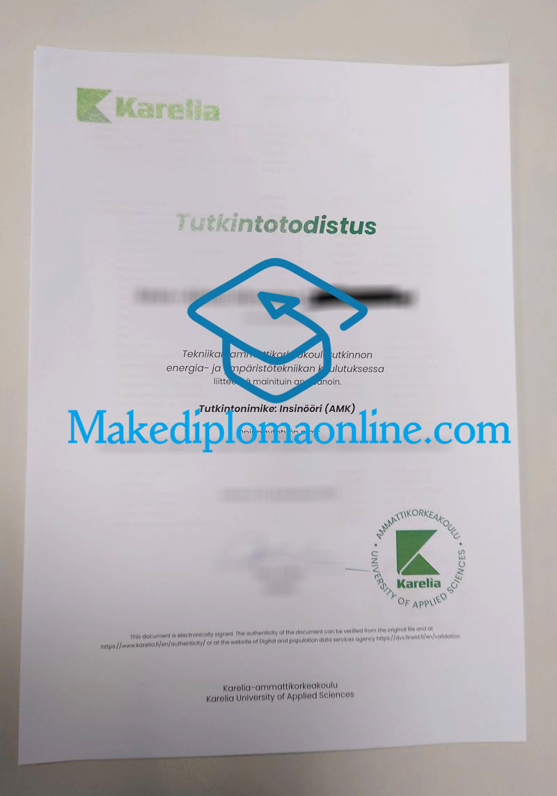 Karelia-ammattikorkeakoulu Tutkintotodistus