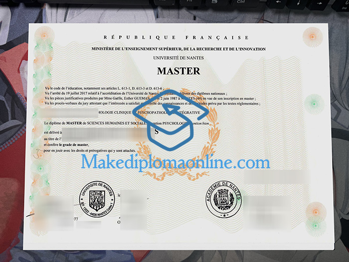 Université de Nantes Diploma, Nantes University Diploma