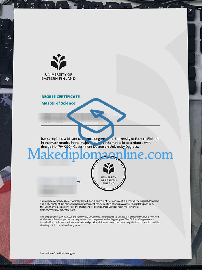 University of Eastern Finland Degree Certificate University of Eastern Finland Degree Certificate