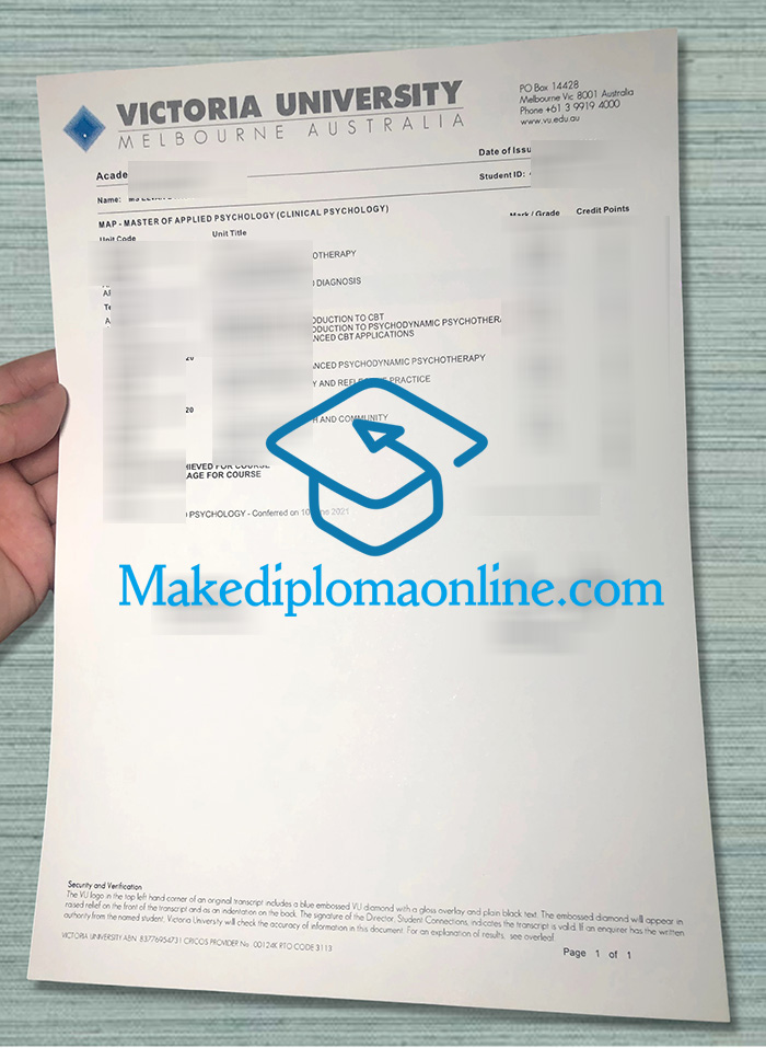 Victoria University Transcript Victoria University Transcript