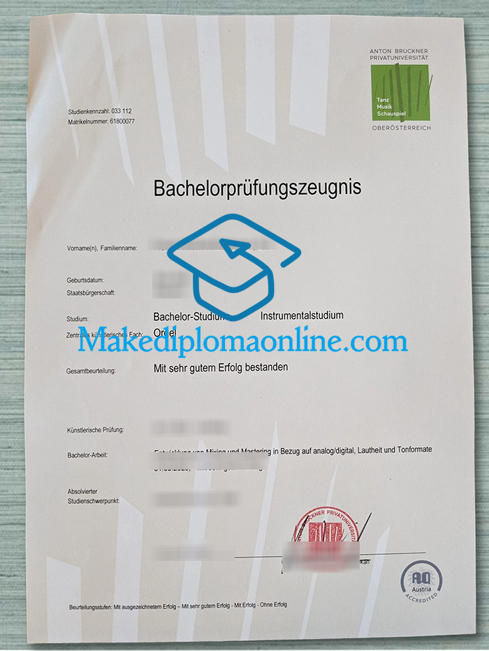 Anton Bruckner Privatuniversität Zeugnis Anton Bruckner Privatuniversität Zeugnis