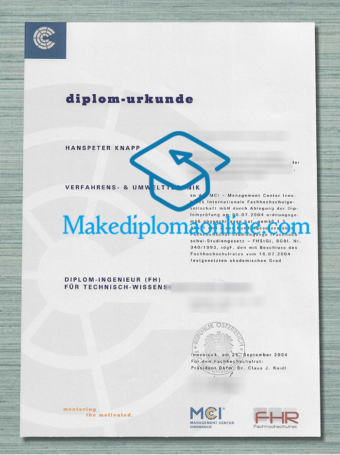 MCI Management Center Innsbruck Urkunde