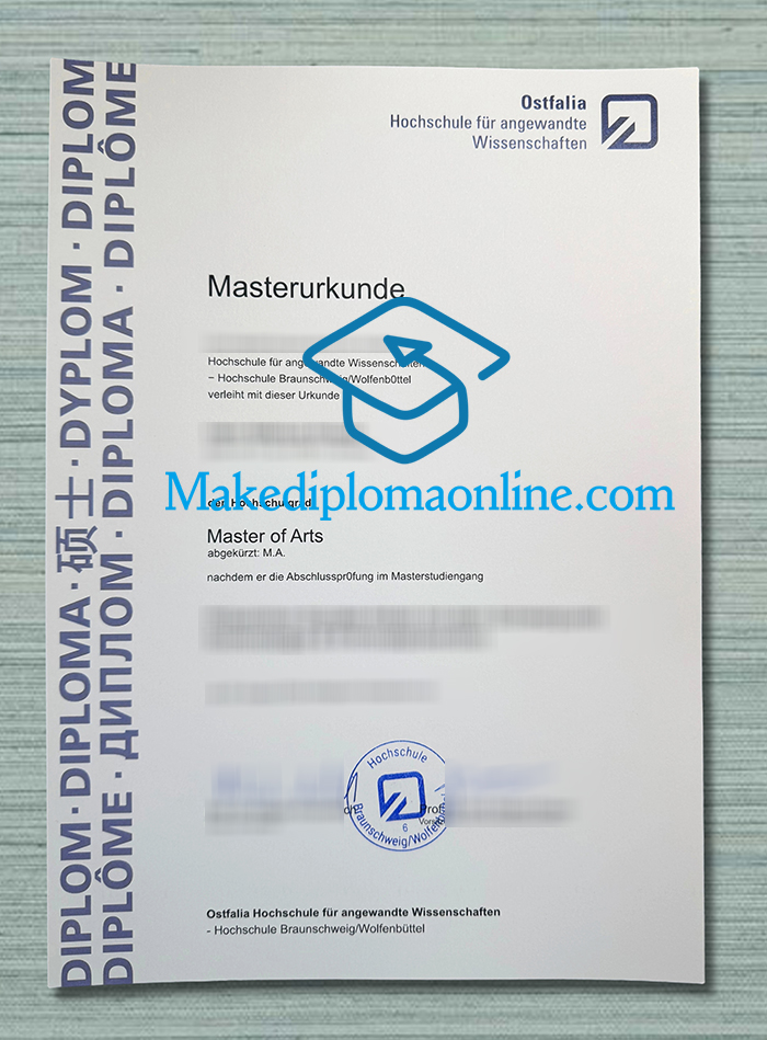 Ostfalia Hochschule für angewandte Wissenschaften Urkunde Ostfalia Hochschule für angewandte Wissenschaften Urkunde