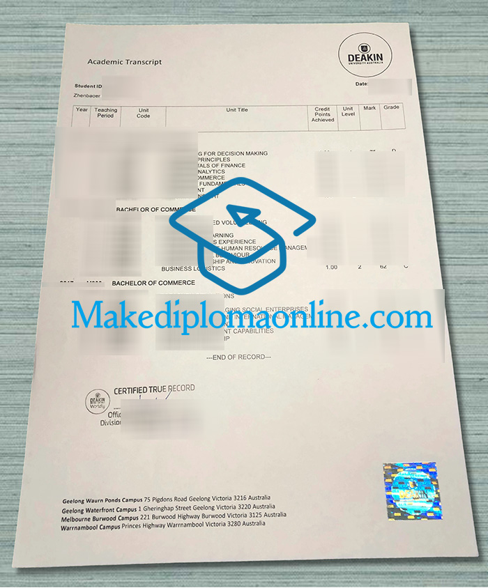 Deakin University Transcript Deakin University Transcript