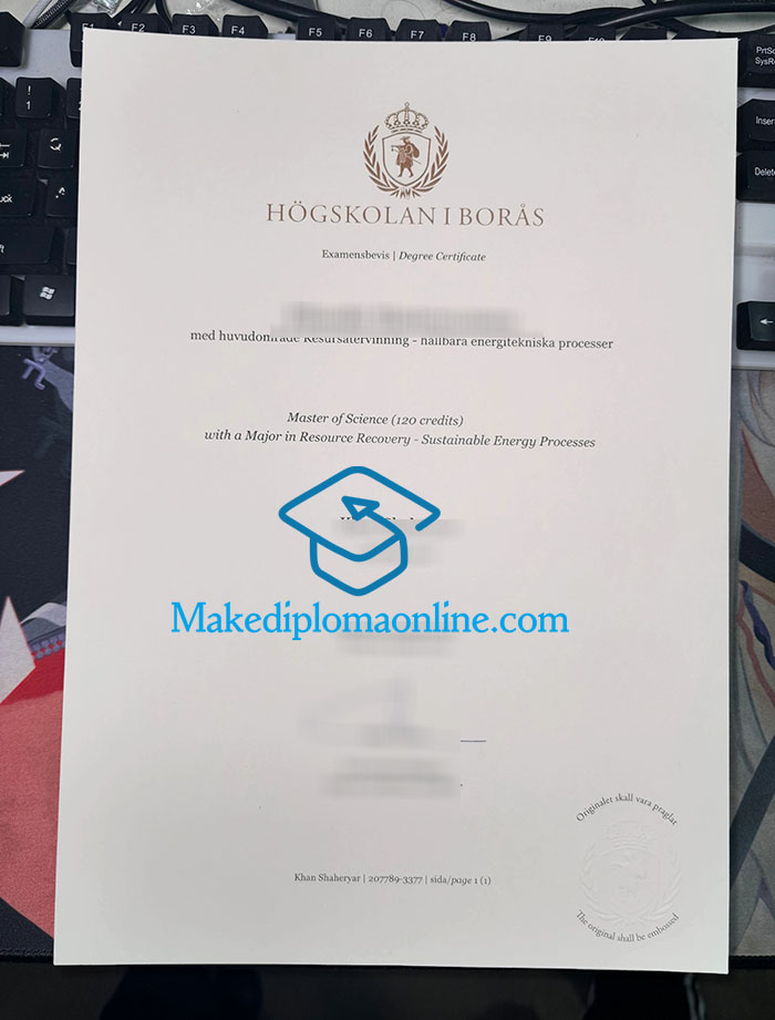 University of Borås Examensbevis, University of Borås Degree Certificate University of Borås Examensbevis, University of Borås Degree Certificate